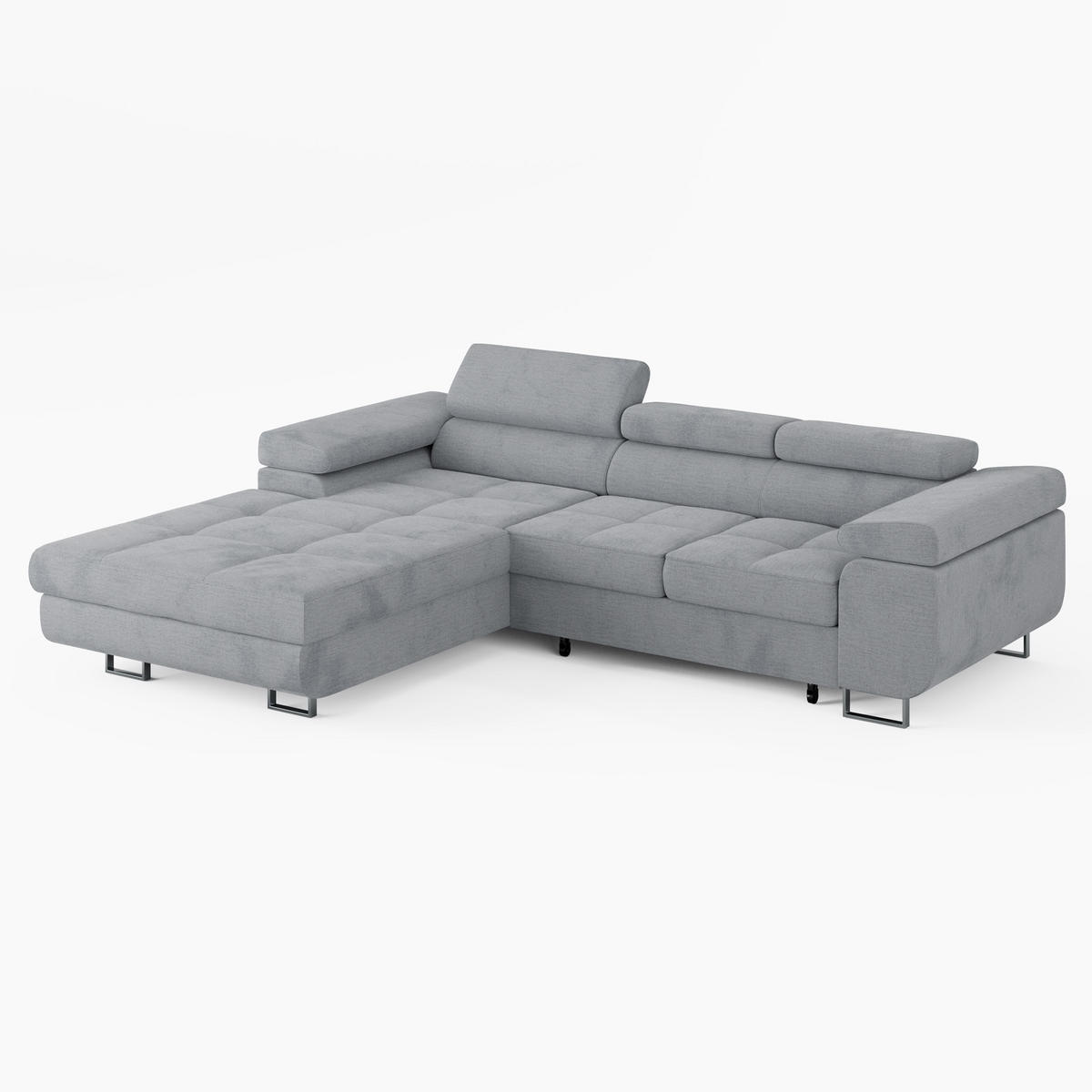 ECKSOFA VEMO CORE Links Dunkelbraun Velours-Stoff mit Schlaffunktion und Bettkasten - Dunkelbraun, Holz/Metall (280/205cm) - Barchello
