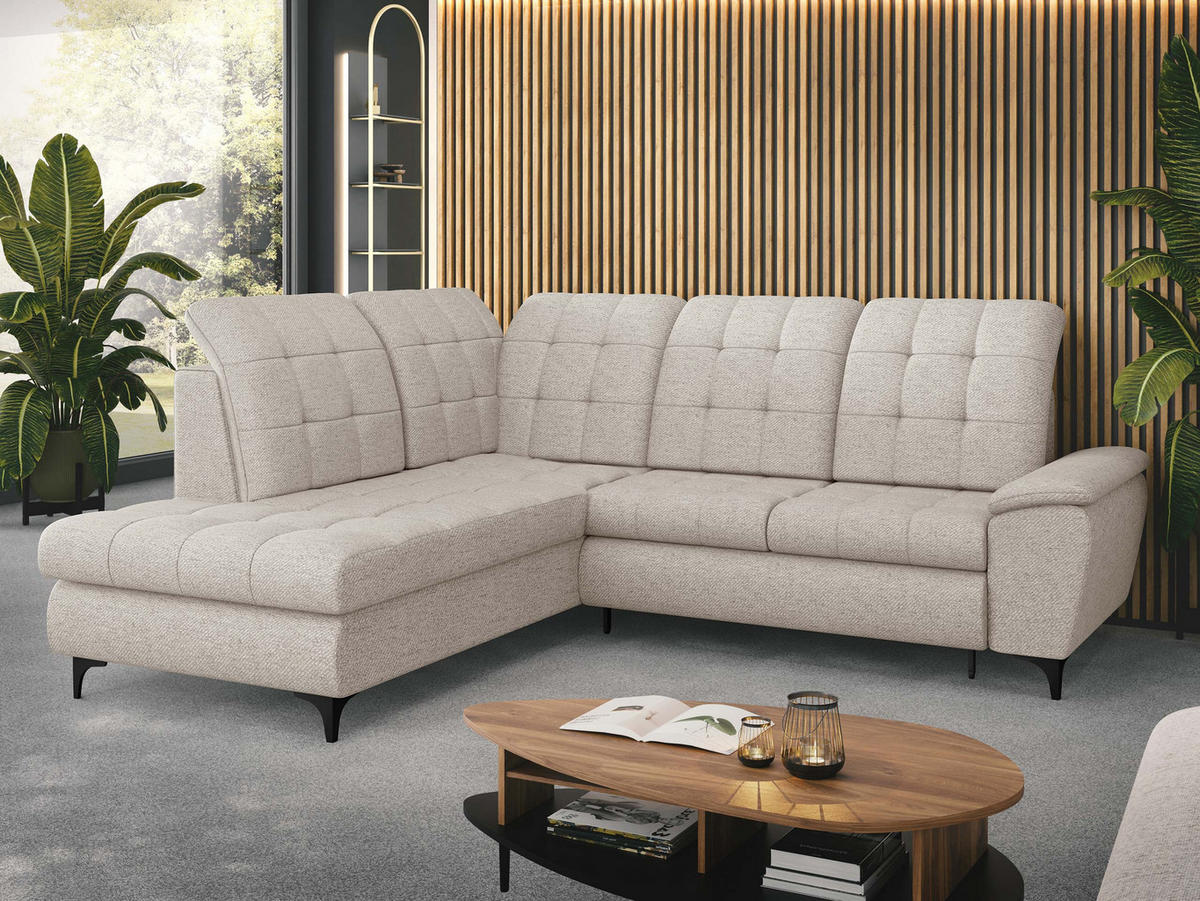 ECKSOFA Forest, Seite: Links - Creme/Schwarz, Holz/Textil (271/212cm) - MIRJAN24