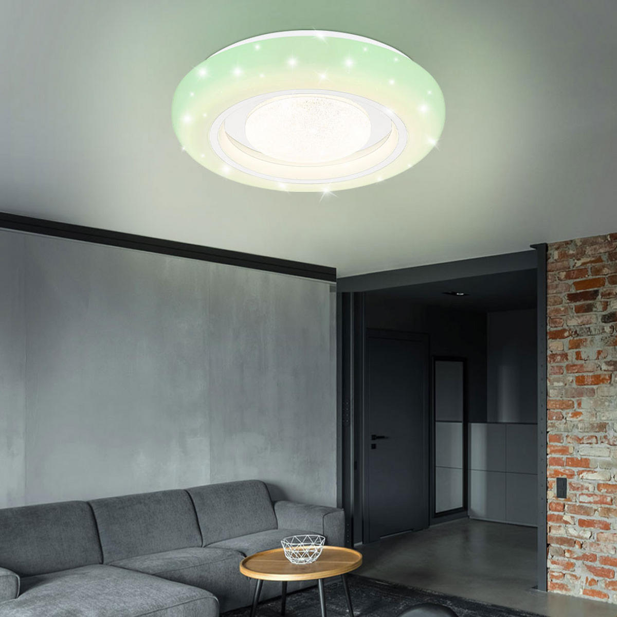 LED DECKENLEUCHTE Kristall Weiß Opal - Weiß, Metall (39/39/8cm) - Globo Lighting