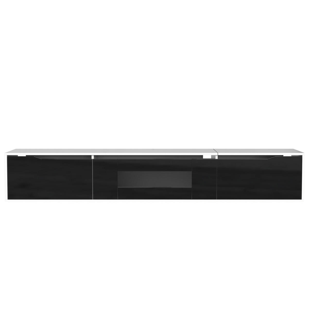 TV-SCHRANK in Weiß und Schwarz Hochglanz mit LED 180/35/30 cm - Schwarz, Holzwerkstoff (180/35/30cm) - Redom