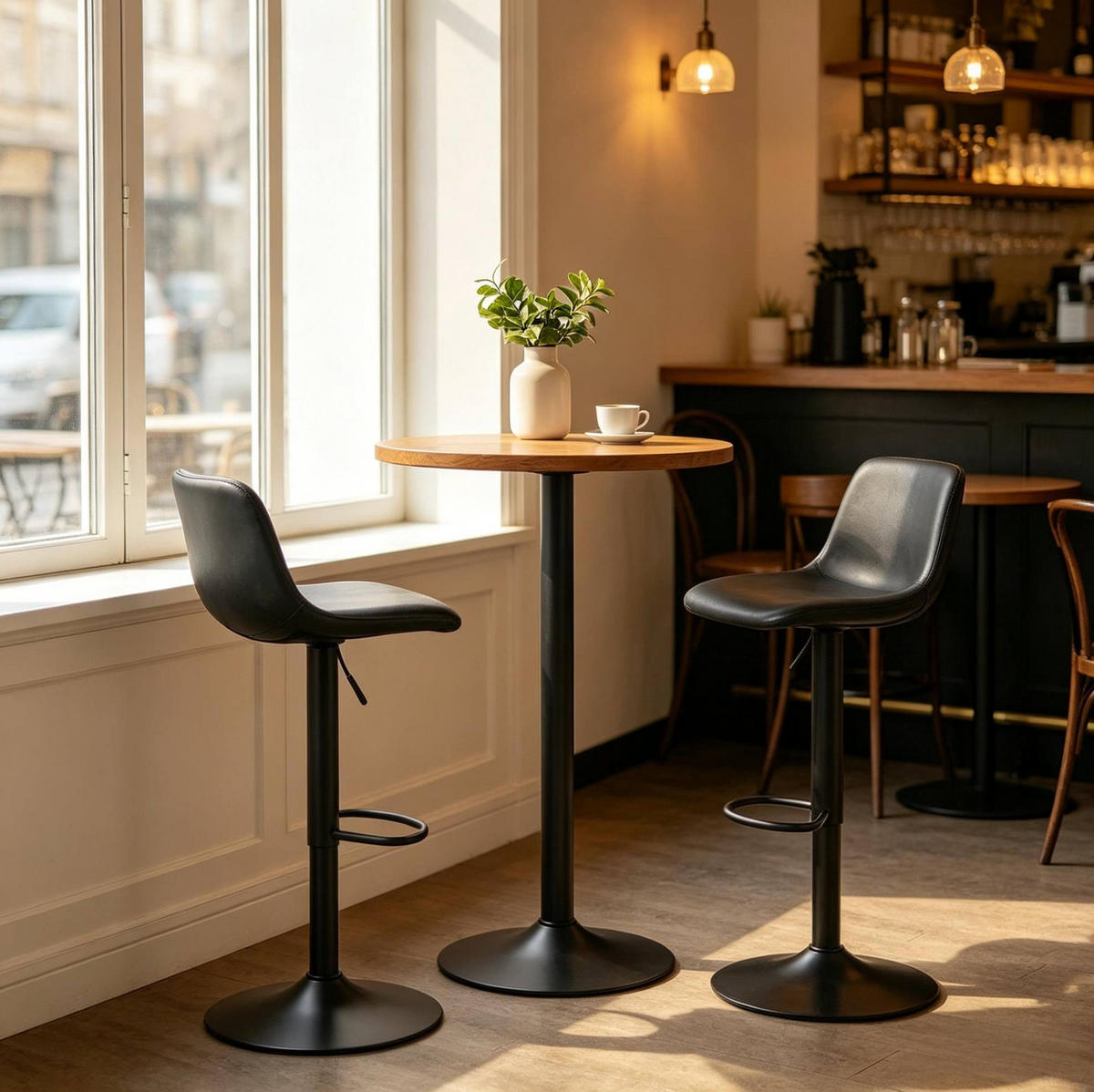 BARHOCKER 2er-Set höhenverstellbar 360° drehbar Schwarz - Schwarz, Kunststoff (44/104/37cm) - MIVRAY