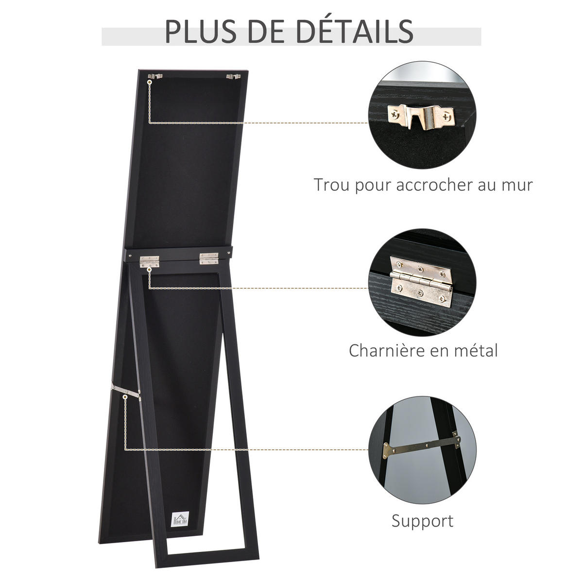 STANDSPIEGEL DE-17907 stehend oder hängend Schwarz - Schwarz, Holzwerkstoff (37/154/1cm) - ComfortXL