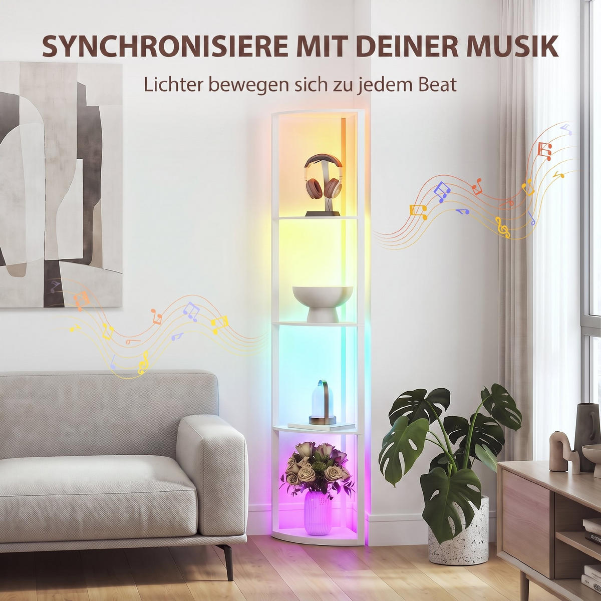 STEHLAMPE MDF Weiß - Weiß, Holzwerkstoff (42/29.5/163cm) - HOMCOM