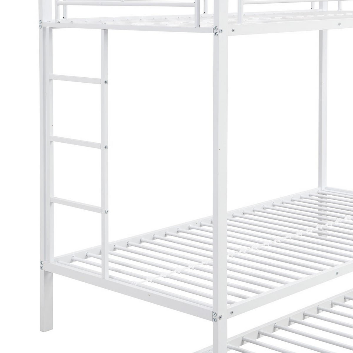 ETAGENBETT 90x200cm mit Ausziehbett in Weiß - Weiß, Metall (90/200cm) - KOMHTOM