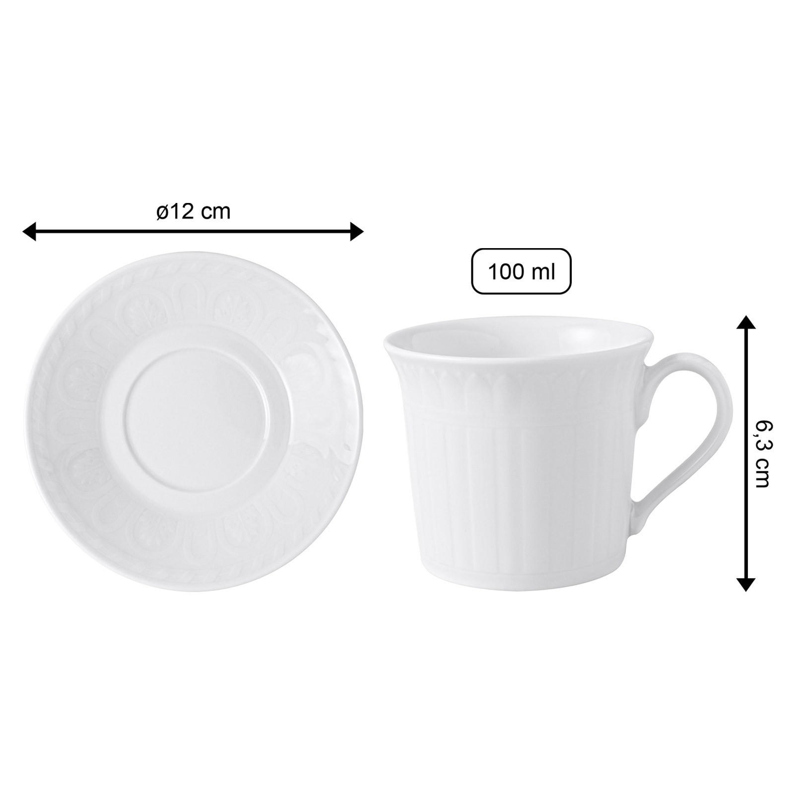 ESPRESSOTASSEN MIT UNTERTASSEN Cellini weiß 100 ml 6er Set - Weiß, Keramik (1/1/1cm) - Villeroy & Boch
