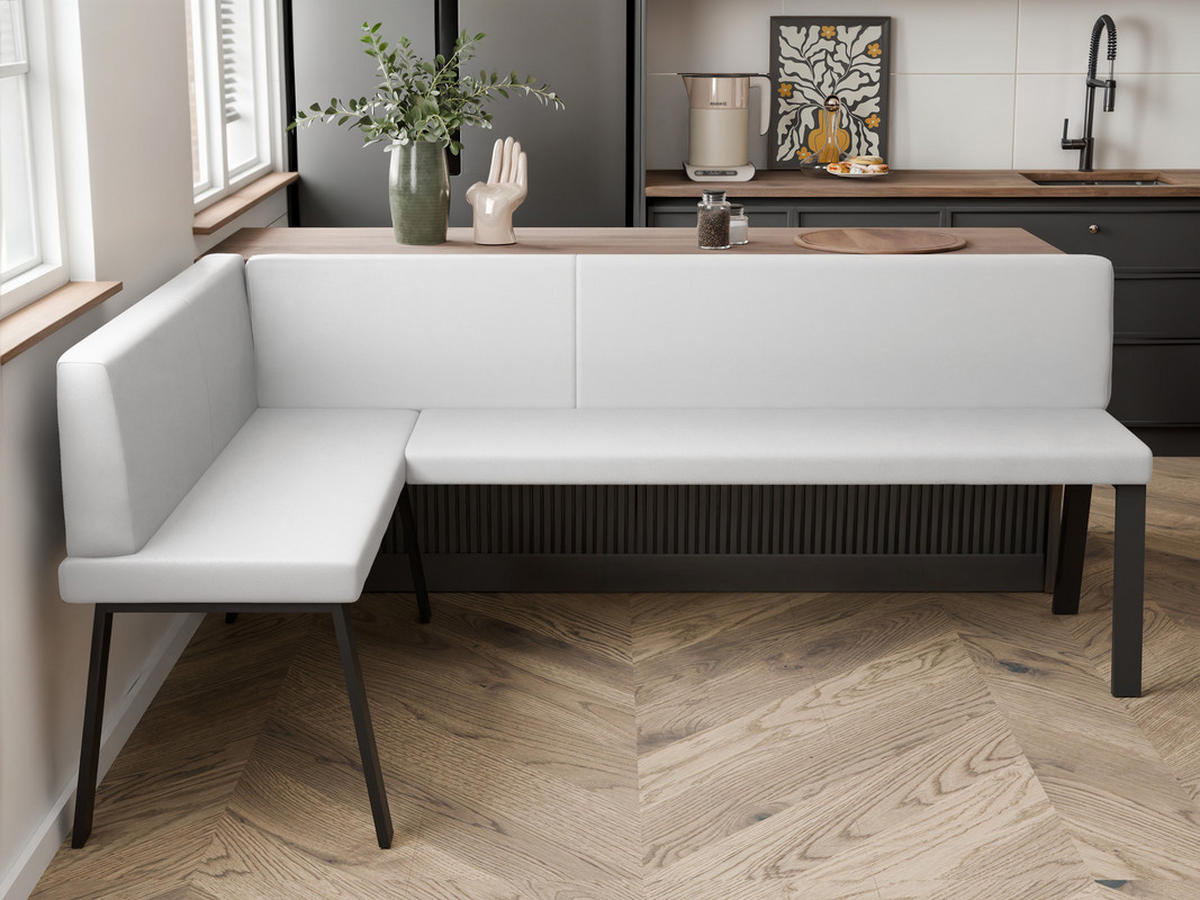 ECKBANK links MONO Y Kunstleder glatt, 128/168 cm Weiß - Weiß, Kunststoff/Textil (128/168cm) - Idohome