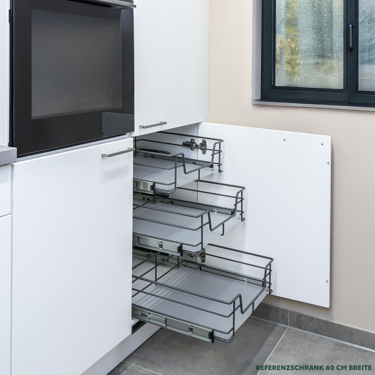TELESKOPSCHUBLADE für 40 cm Schrank mit Einlegeboden, aus Metall - Grau, Metall (37/14/44cm) - bremermann