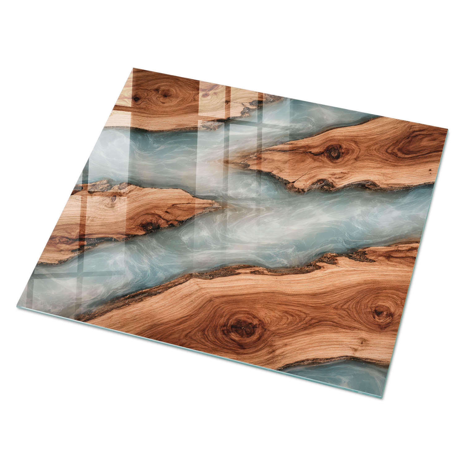 GLASPLATTE 80x60 cm – Fluss aus Holz - Beige, Glas (0.4/80/60cm) - ArtPrintCave
