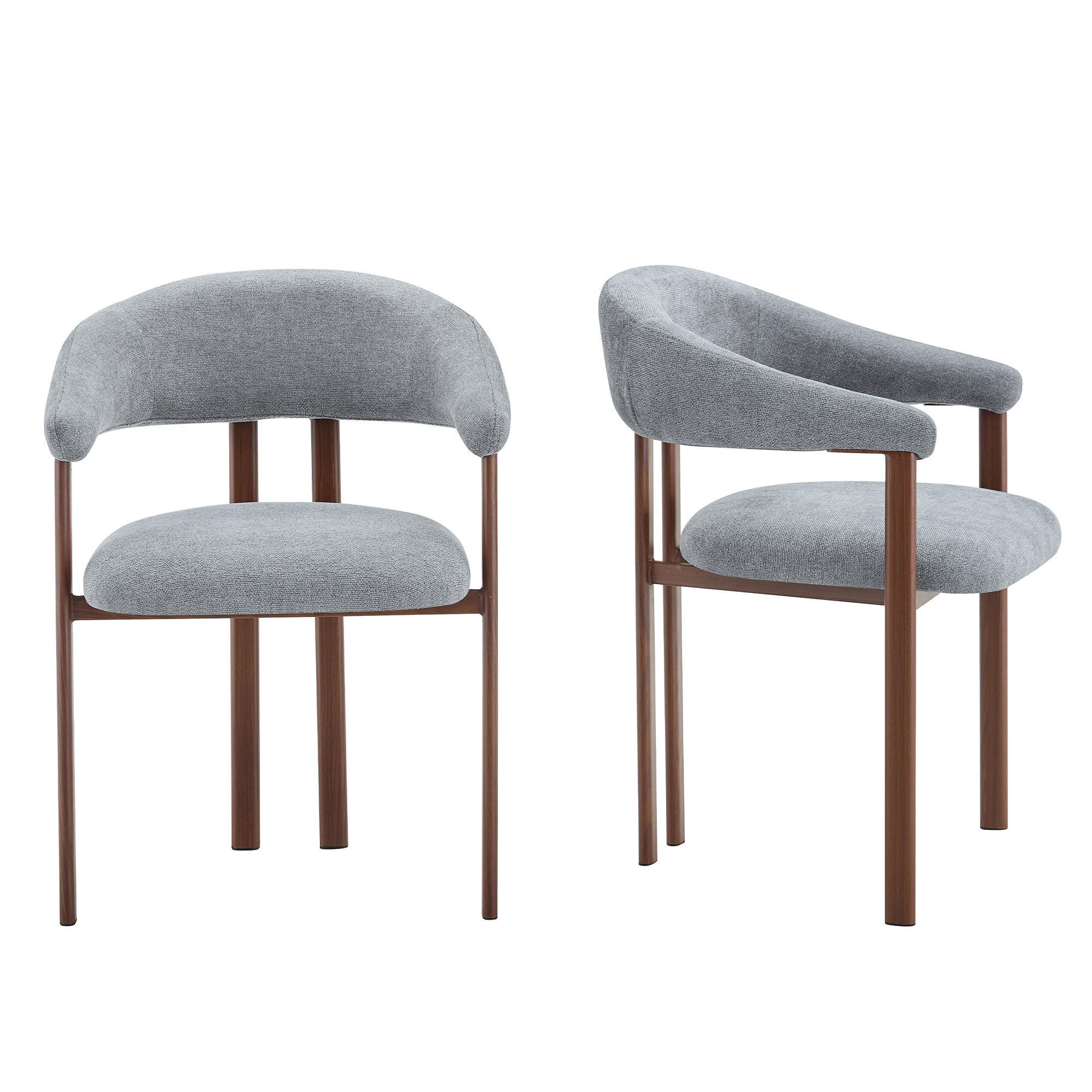 ESSZIMMERSTUHL 2ER-SET aus Stoff mit Metallbeinen, ergonomisch gepolstert im Fass-Design - Grau, Textil (60/80.5/57.5cm) - Urban Meuble