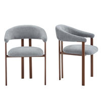 ESSZIMMERSTUHL 2ER-SET aus Stoff mit Metallbeinen, ergonomisch gepolstert im Fass-Design - Grau, Textil (60/80.5/57.5cm) - Urban Meuble
