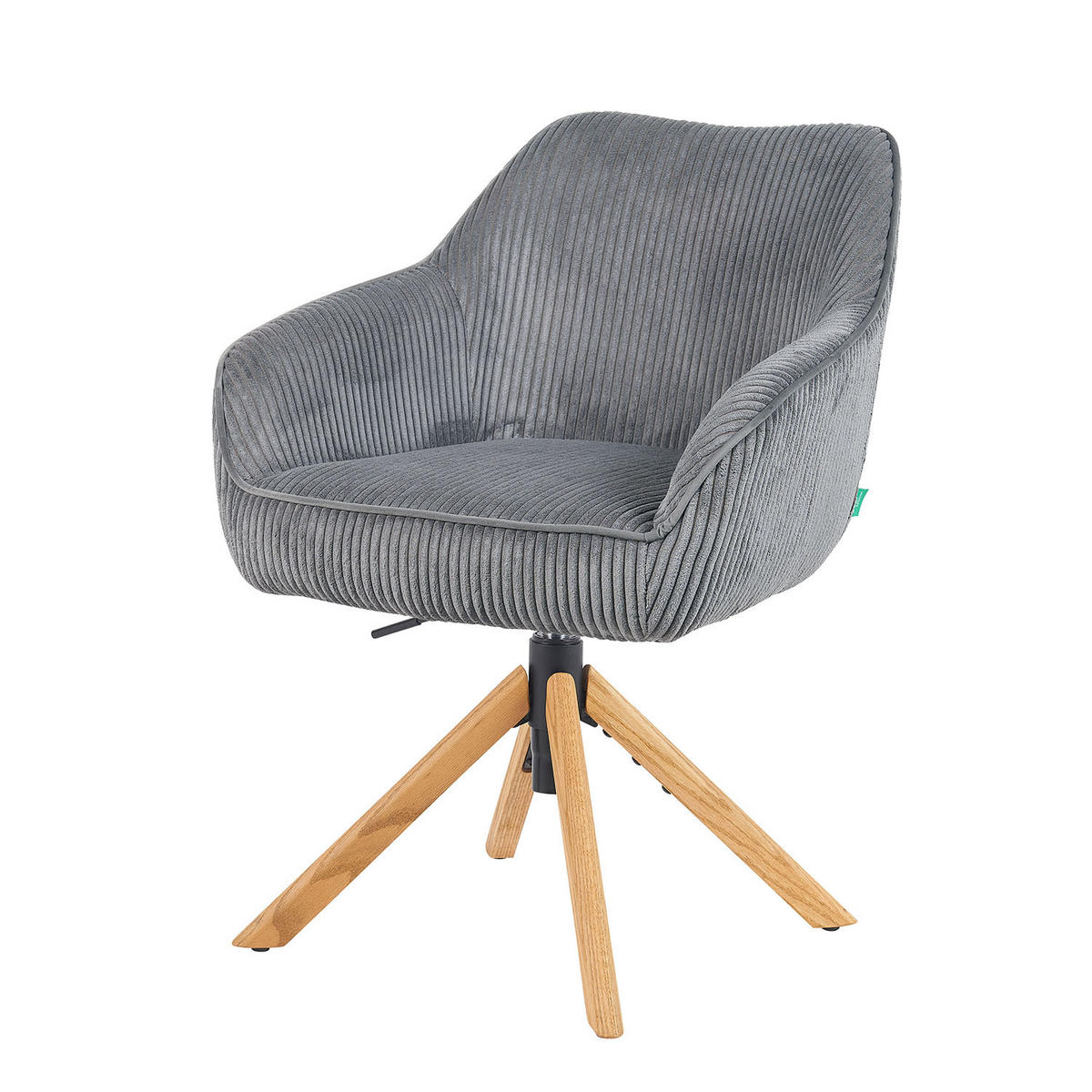 BÜROSTUHL Mika-Olea - Honigeiche/Grau, Eichenholz/Holz (60/83/61cm) - DUBI Möbel