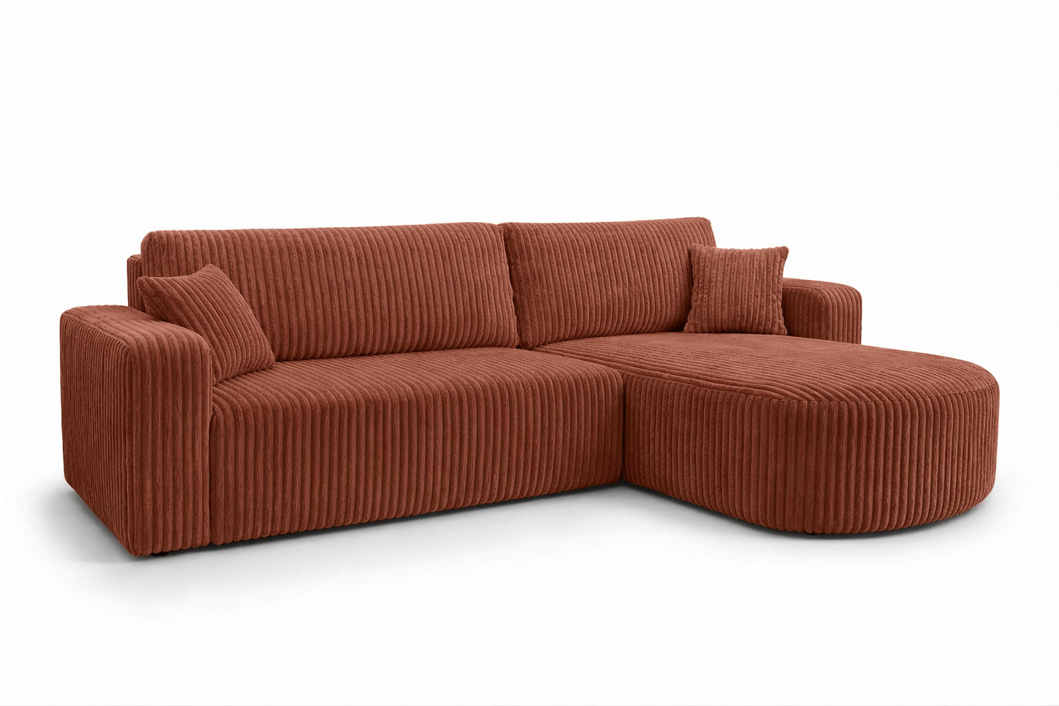 Kaiser Möbel ROHOVÁ SEDAČKA s funkcí spaní, manšestrová tkanina Tilia, Měděná, Pravá strana, ROUND ONE XL