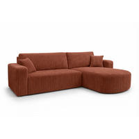 ECKSOFA Mit Schlaffunktion, Cordstoff Tilia, Kupfer, Rechts, ROUND ONE XL - Orange, Holz (271/175cm) - Kaiser Möbel