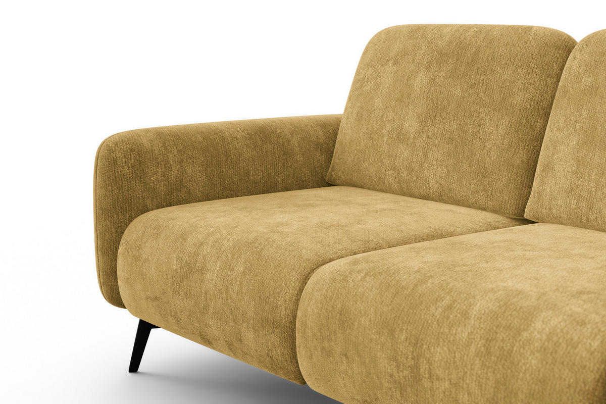 SOFA FEBE 2-Sitzer, safranfarbener Chenille-Stoff - Gelb/Schwarz, Holz/Textil (160/82/96cm) - Wozimo