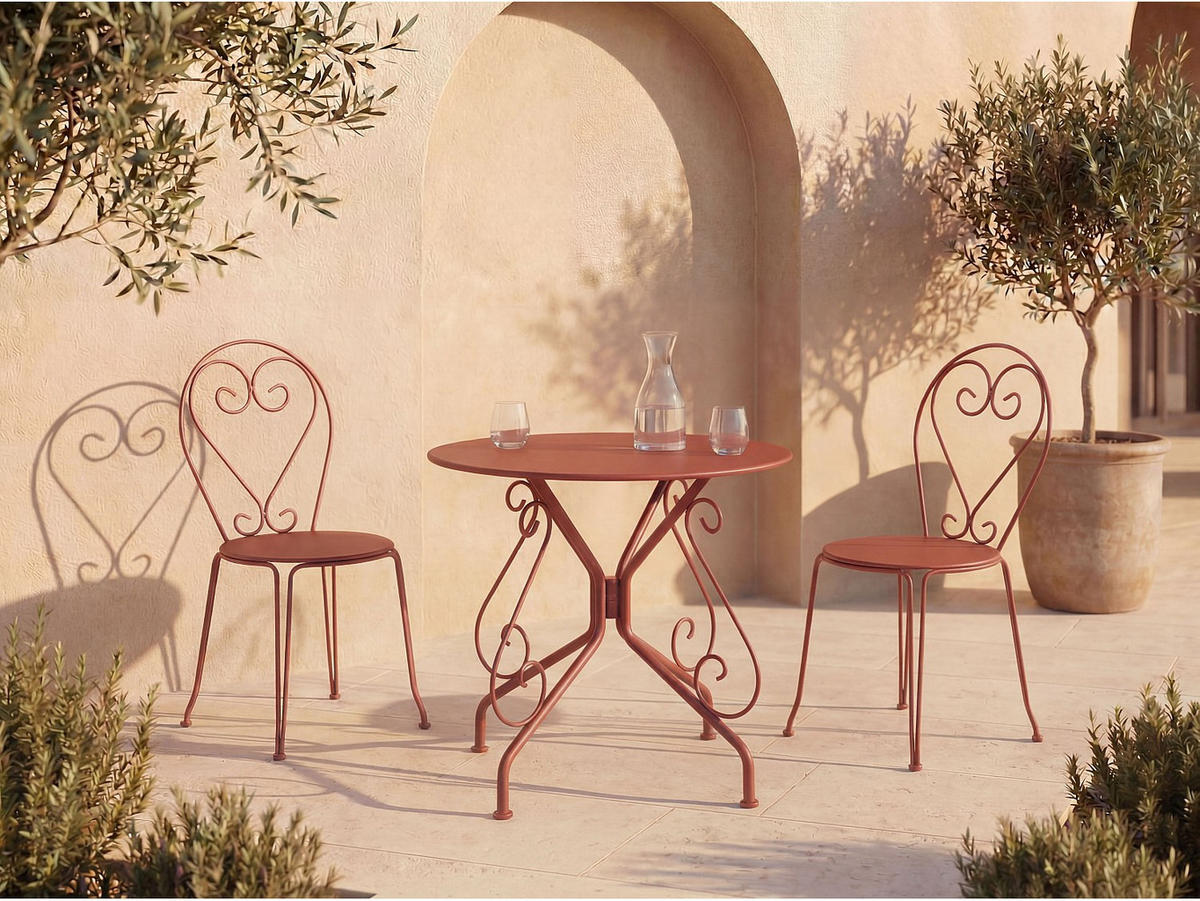 GARTENTISCH - 4 Personen - metall - terracotta Guermantes - Terracotta, Metall (80/80/71cm) - Vente-Unique