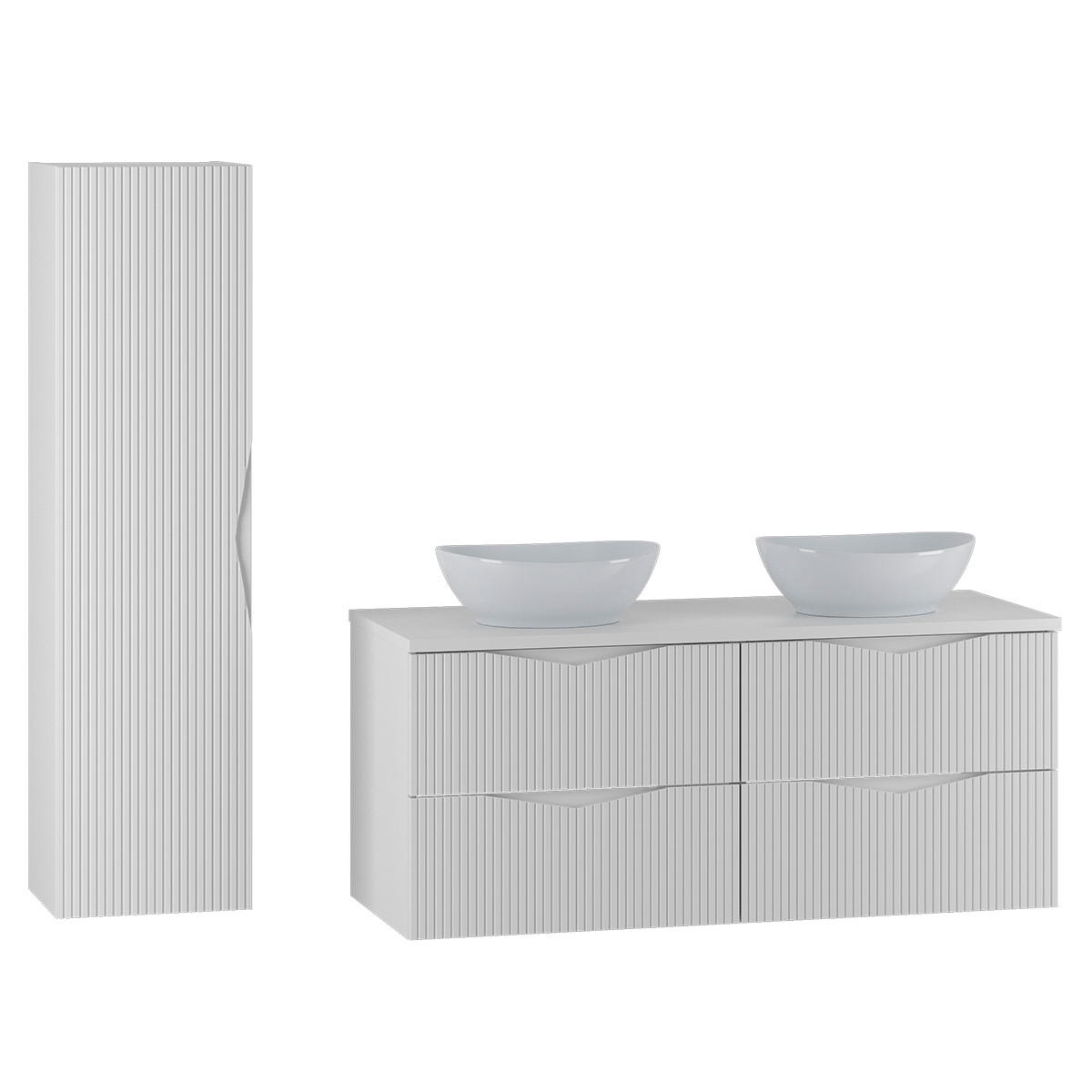 BADMÖBEL Tao 2er-Set Weiß - Weiß, Holzwerkstoff (120.6/50/45.8cm) - Petits-meubles