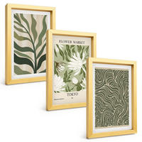 BILDER SET 3er Set - 20x30 cm Goldrahmen - Pflanzenmuster, Boho-Dekorationen - Goldfarben, Kunststoff (20/30cm) - TULUP