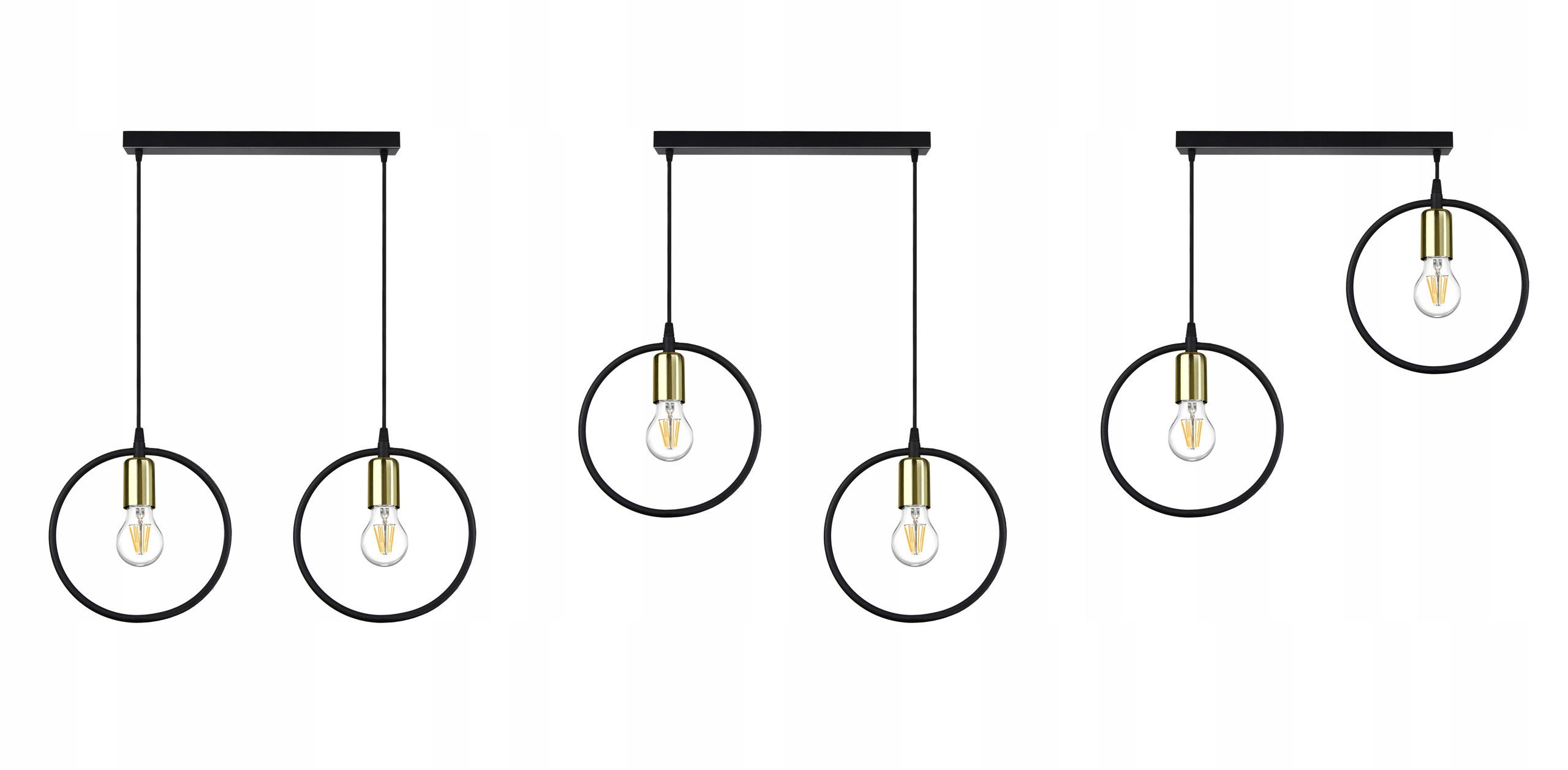 PENDELLEUCHTE RING - Goldfarben/Schwarz, Metall (10/50/80cm) - kiki design