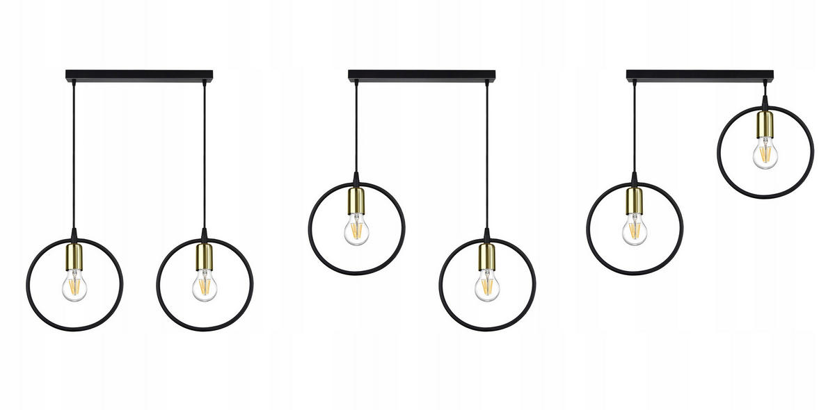 PENDELLEUCHTE RING - Goldfarben/Schwarz, Metall (10/50/80cm) - kiki design