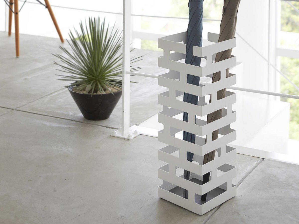 SCHIRMSTÄNDER Brick weiß 15/43/15 cm - Weiß, Metall (15/43/15cm) - Yamazaki