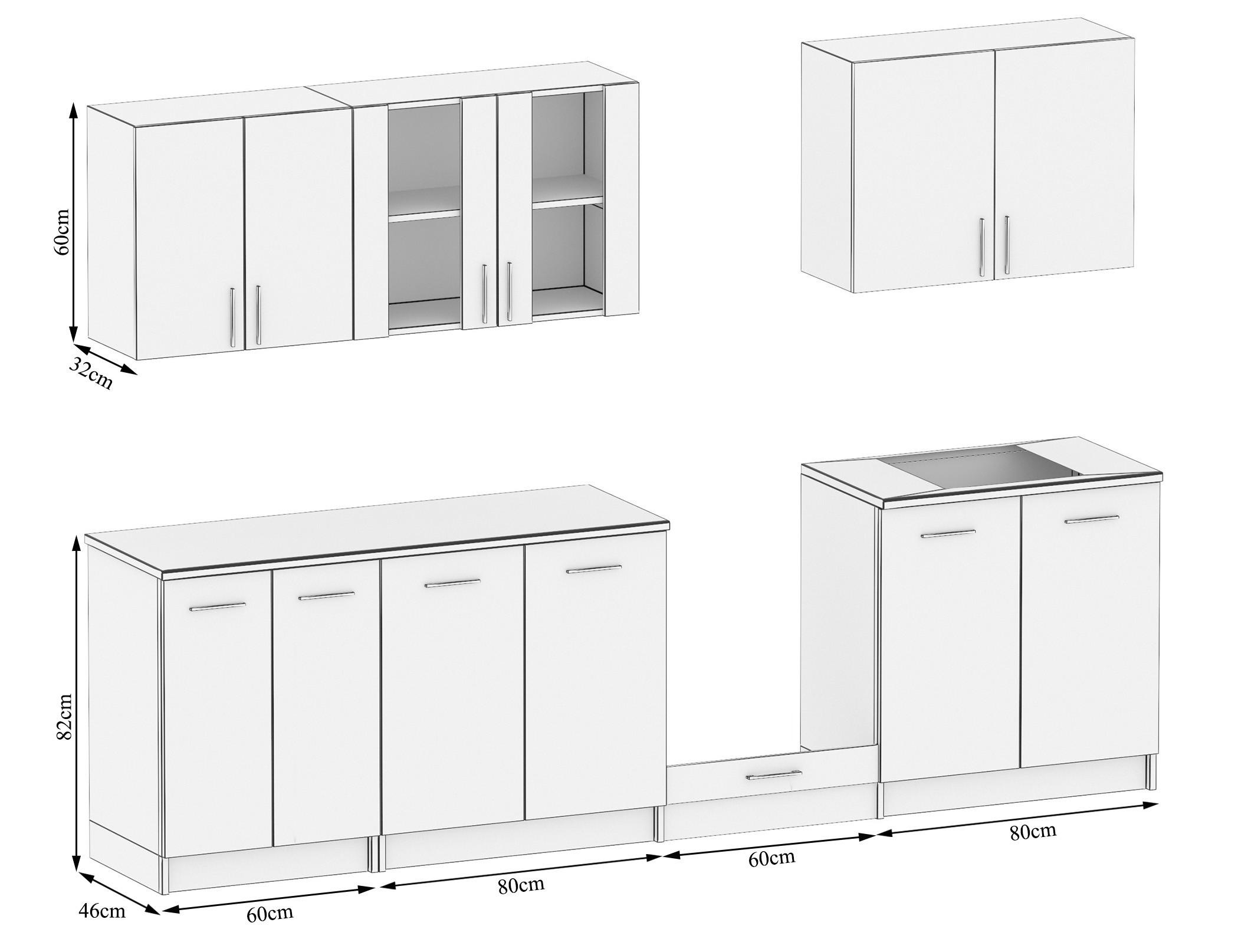KÜCHENZEILE LECO 280 eiche nelson - Dunkelbraun, Holzwerkstoff (280/82/46cm) - roe furniture