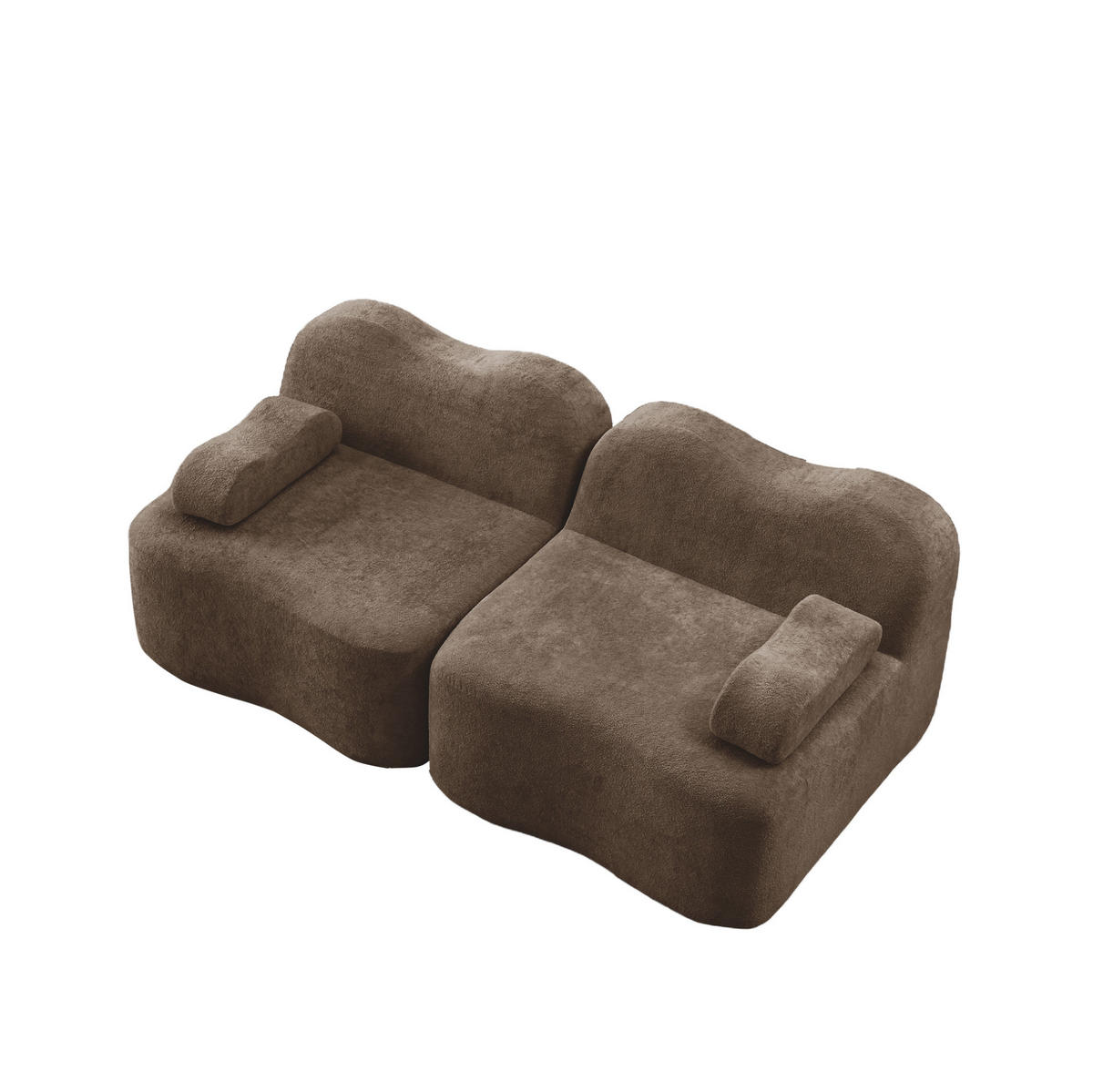 2-SITZER Sofa aus Samt Braun ohne Montage mit tiefer Sitzfläche und beweglichen Armlehnenkissen - Braun, Textil (192/70/98cm) - Modfu