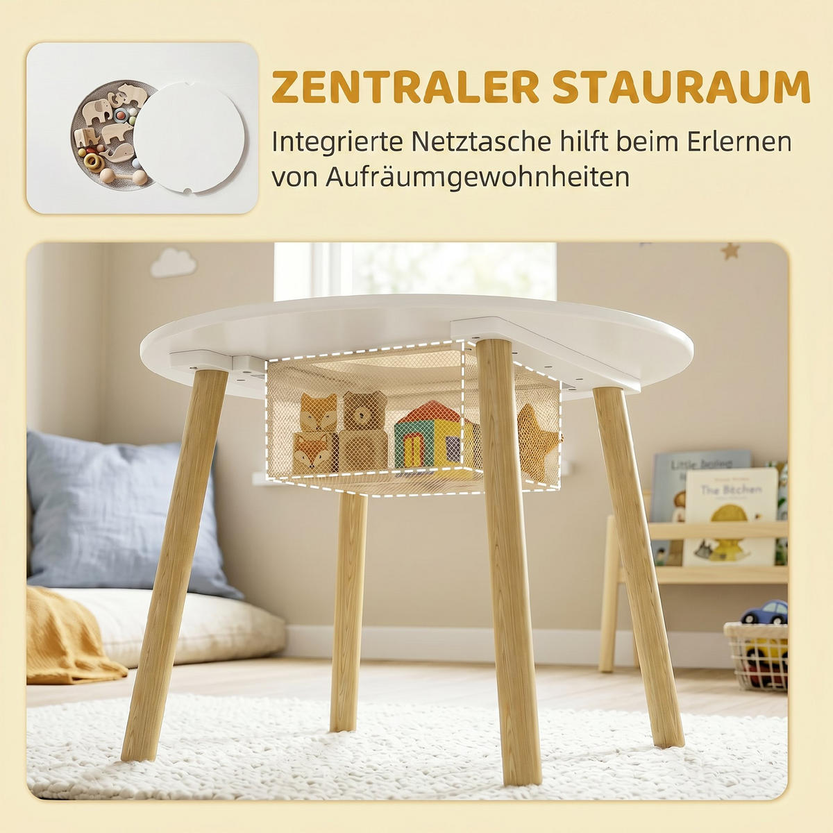 KINDERTISCHGRUPPE Weiß 60.0/60.0/44.0cm - Weiß, Holzwerkstoff (60/44/60cm)