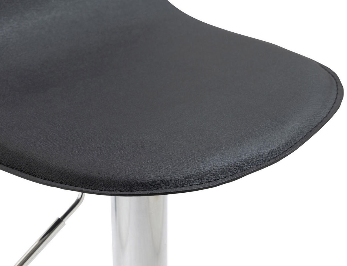 BARHOCKER Lederlook schwarz - Chromfarben/Schwarz, Textil/Metall (39/73/41cm) - CLP