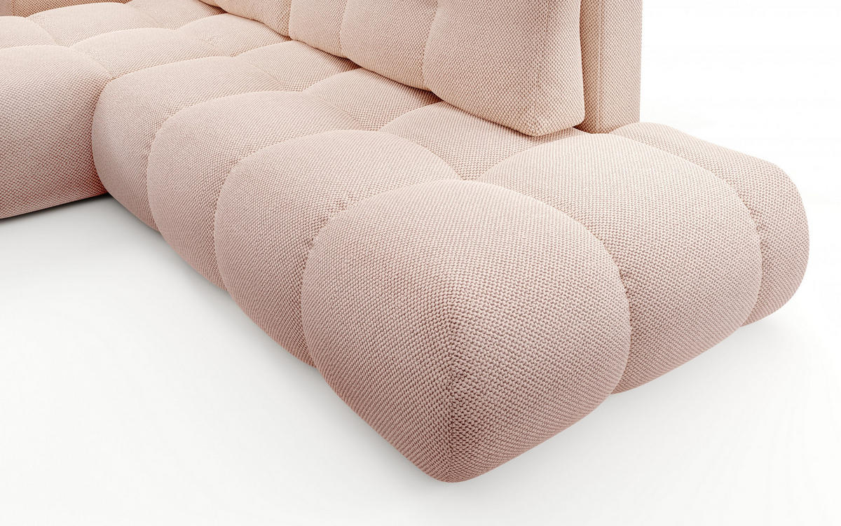 ECKSOFA DUCA L-S Orange Jersey mit Schlaffunktion - Altrosa, Holz (266.5/266.5cm) - MASSENO