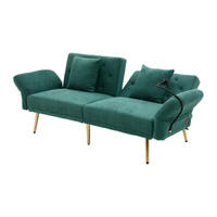 2-SITZER-SOFA mit zwei USB-Anschlüssen, Handyhalterung, verstellbarer Rückenlehne und Metallfüßen – Smaragdgrün - Dunkelgrün, Textil (78/78/173cm) - KOMHTOM