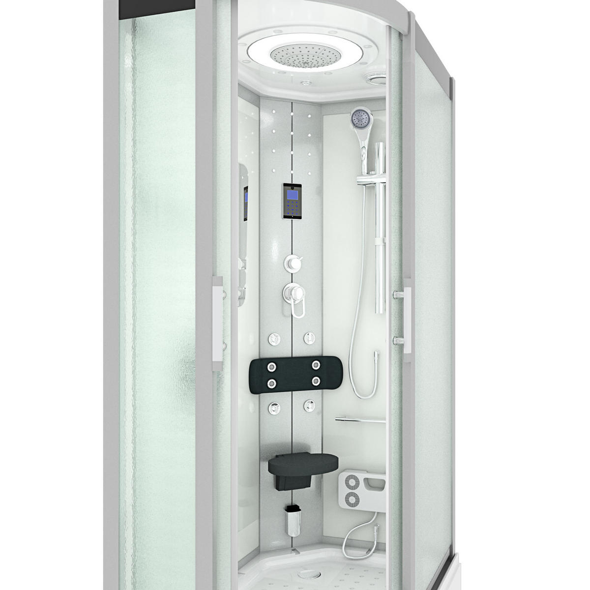 DUSCHE Duschkabine D60-70M0L-EC Weiß 120x80 - Weiß, Glas/Kunststoff (120/80/215cm) - AcquaVapore by Sandra Jentho