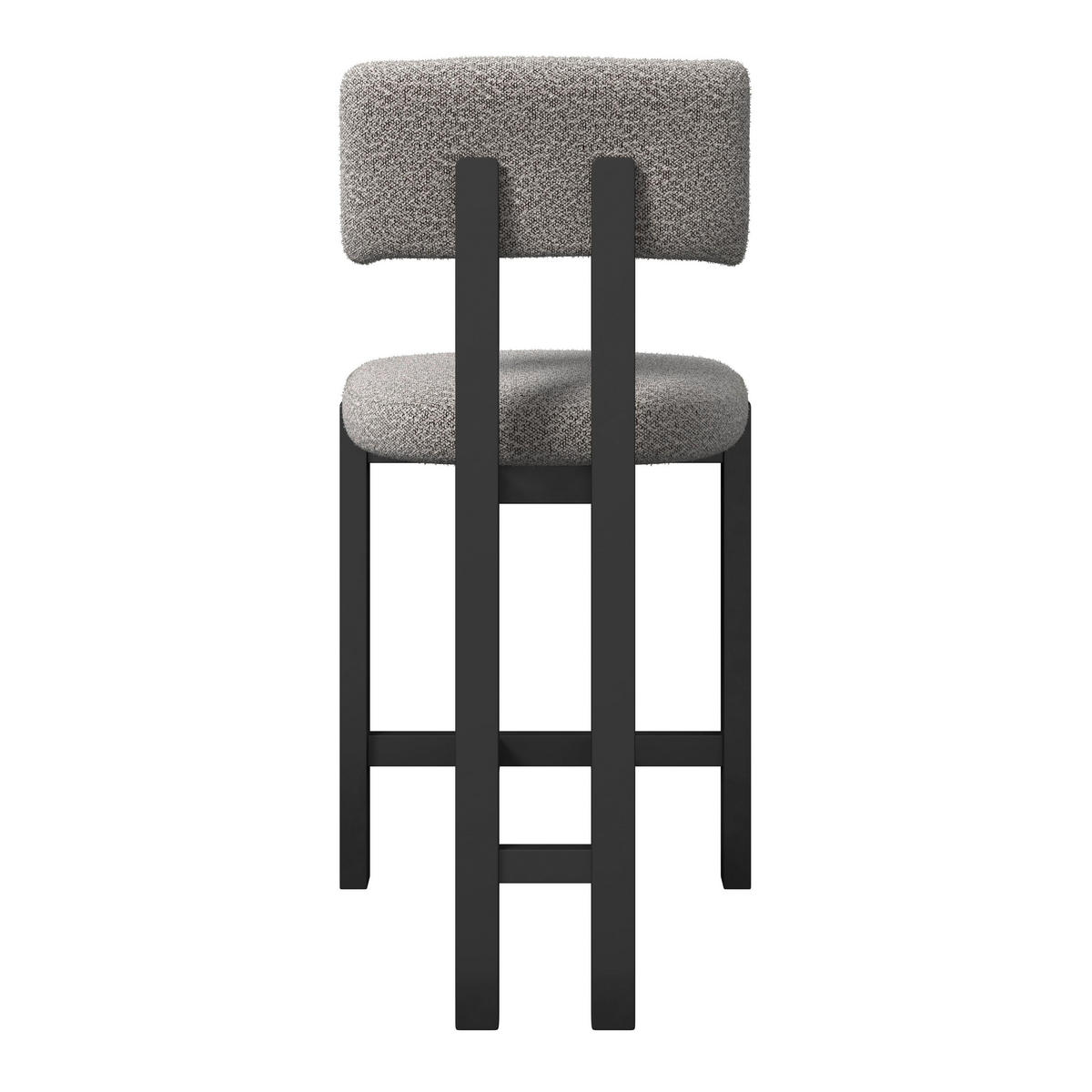 BARHOCKER Jonna Hellgrau Bouclé Gepolstert - Hellgrau, Holz (51/102/54cm) - Bessagi Home