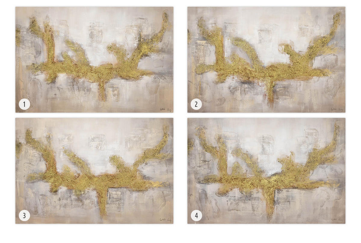 ACRYLBILD HANDGEMALT 120/80 cm - Goldfarben, Holz/Textil (120/80cm) - KUNSTLOFT