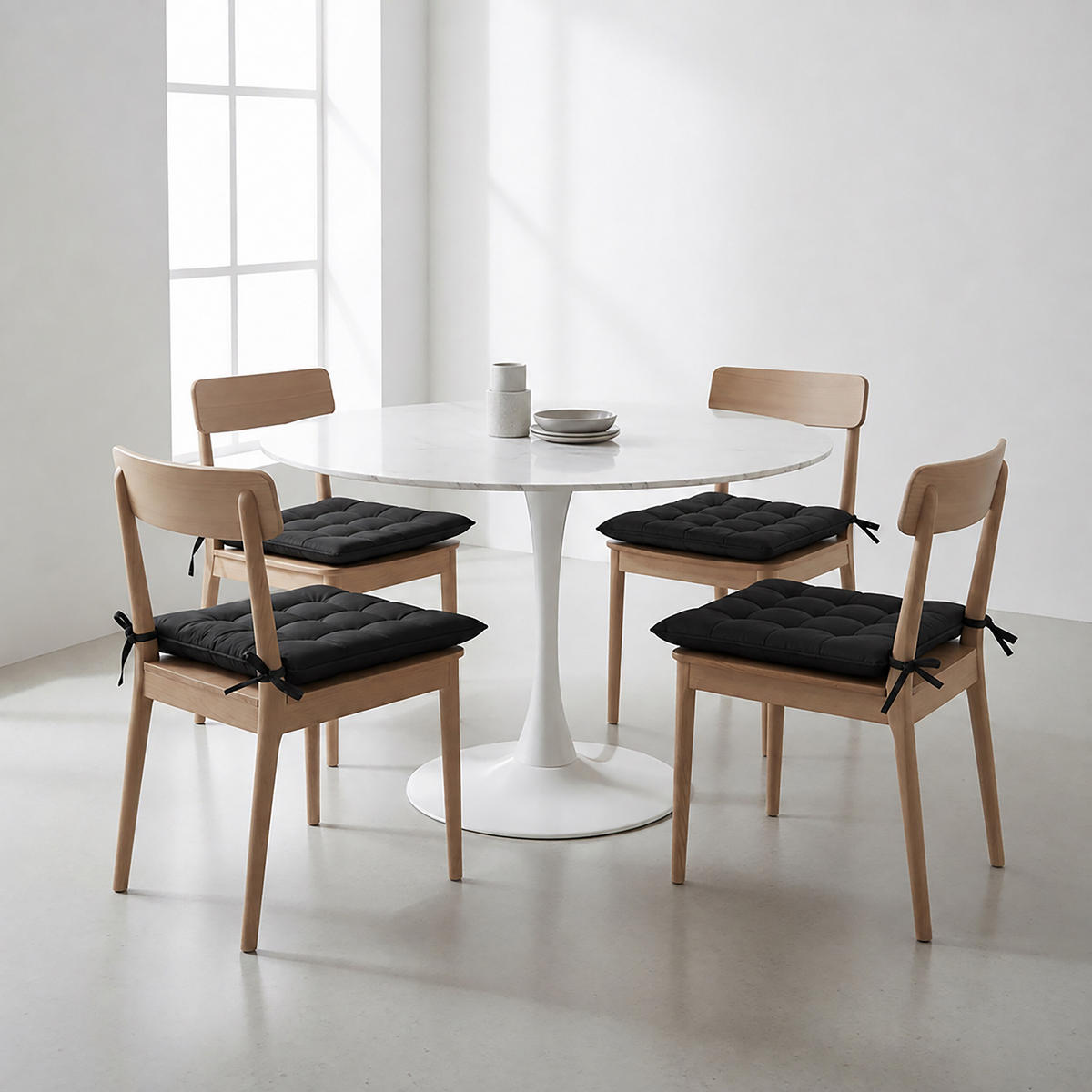 PERNIȚĂ Negru set-4-piese 40x40 cm - negru, material plastic/material textil (40/40/5cm) - Relaxdays