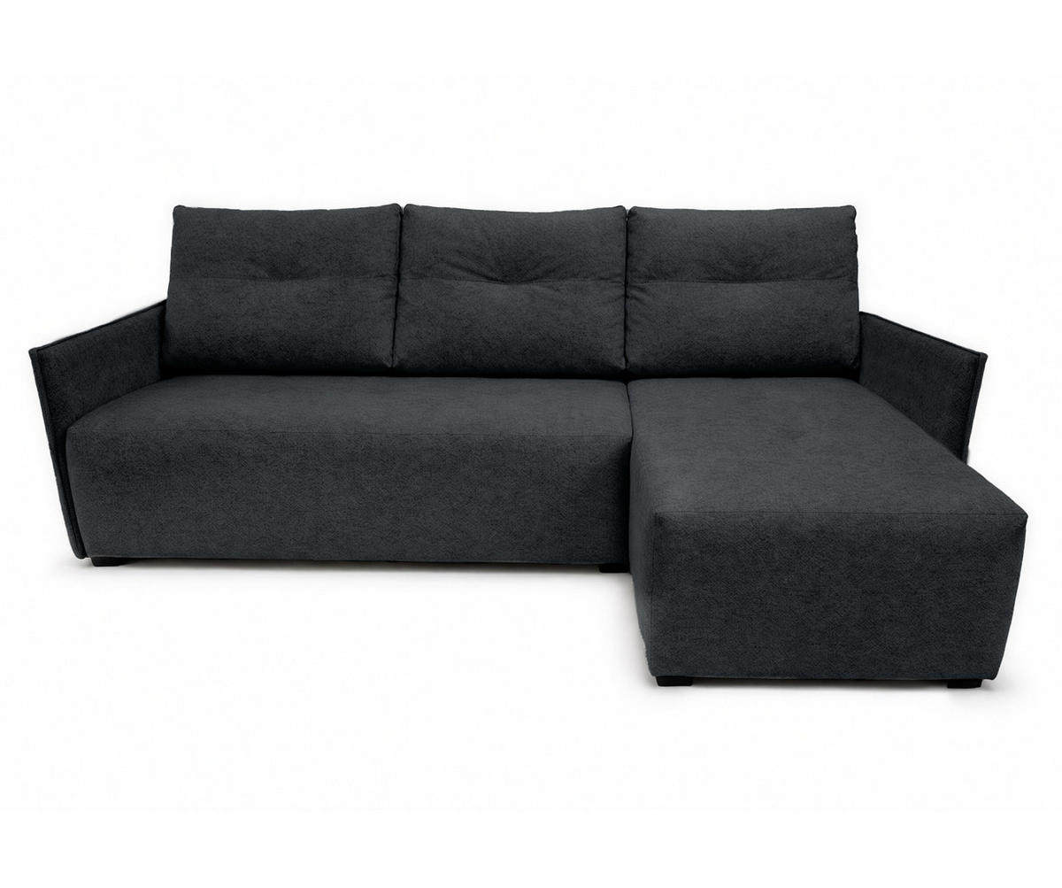 ECKSOFA L Form Damascus Schwarz 212/143/88 cm Rechts mit Schlaffunktion - Schwarz, Kunststoff/Textil (212/143cm) - AX Living