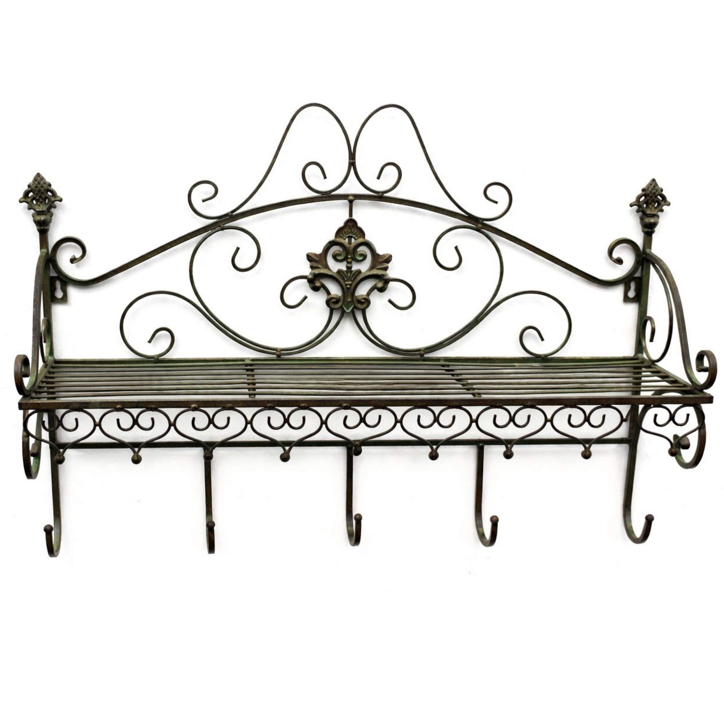 WANDGARDEROBE Metall mit Ablage Garderobe 60 cm - Grün, Metall (60/44/17cm) - DanDiBo
