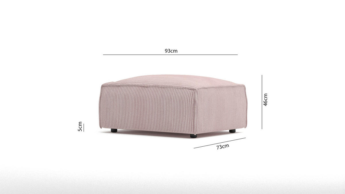 HOCKER Nova Puderrosa Cord - Pink/Schwarz, Holz/Kunststoff (93/46/73cm) - S-Style Möbel