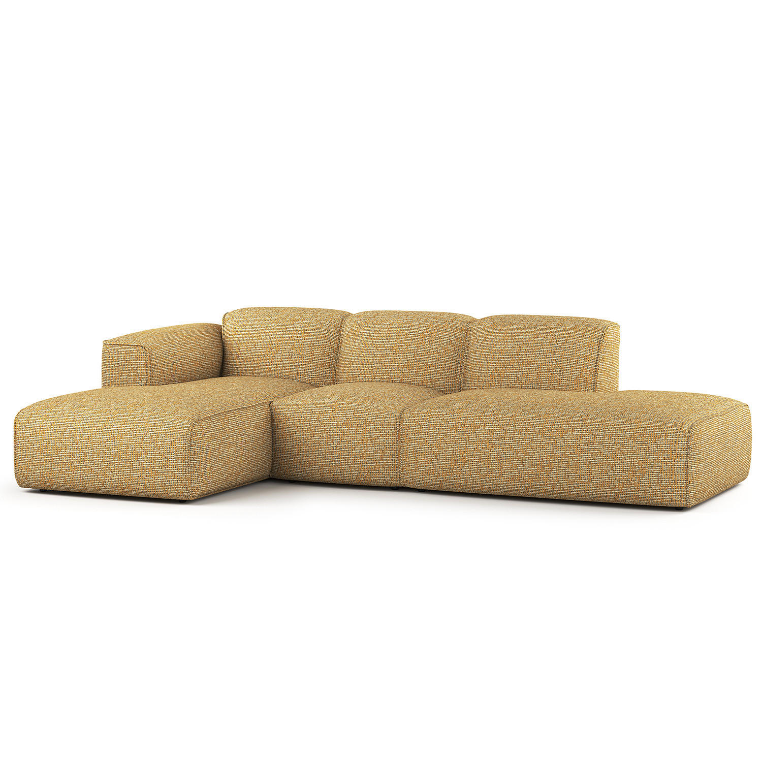 ECKSOFA mit Chaiselongue - Schwarz/Honig, Kunststoff/Textil (290/173cm) - home24