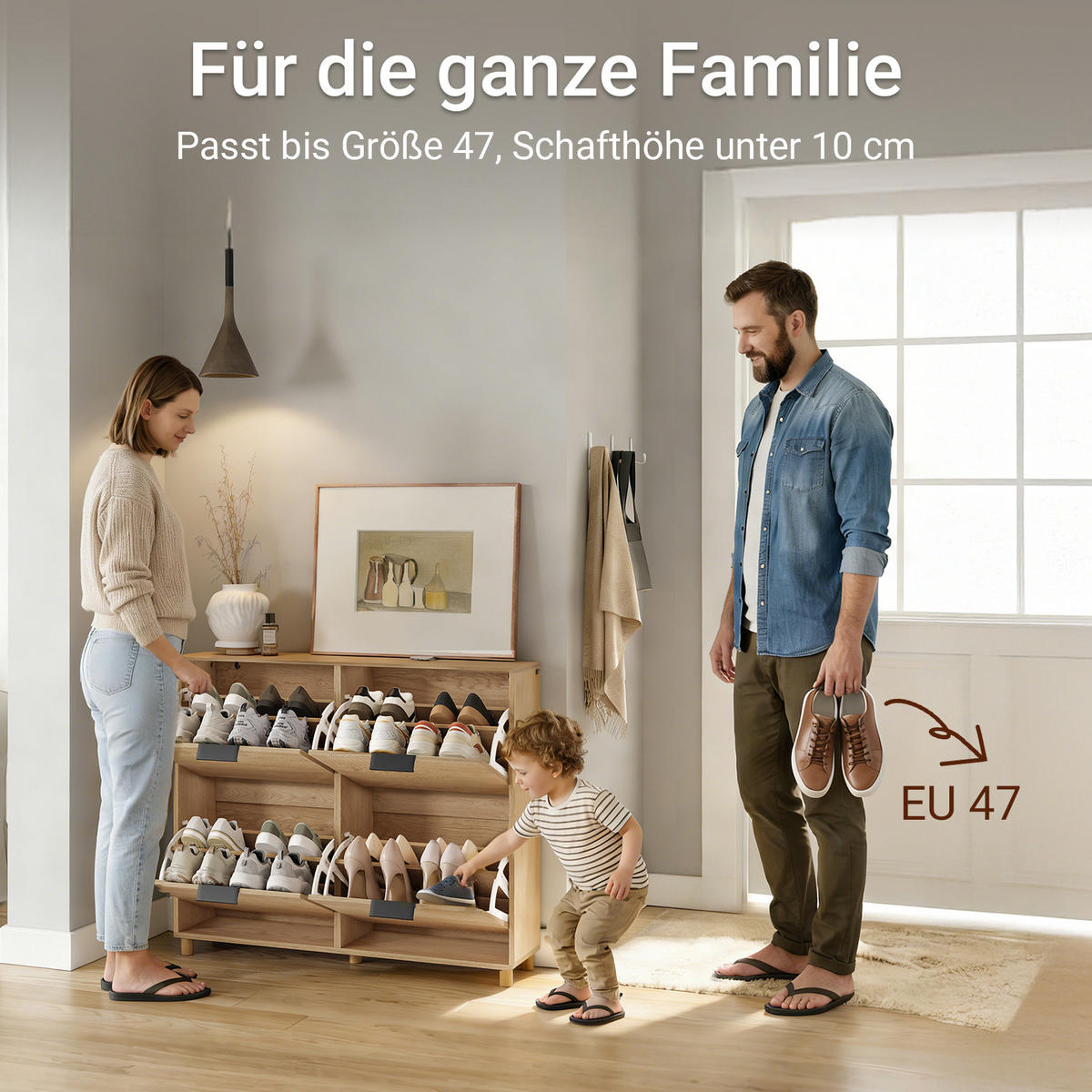 SCHUHSCHRANK schmal, 100x24x83cm - Eichefarben, Holzwerkstoff (100/83/24cm) - SoBuy