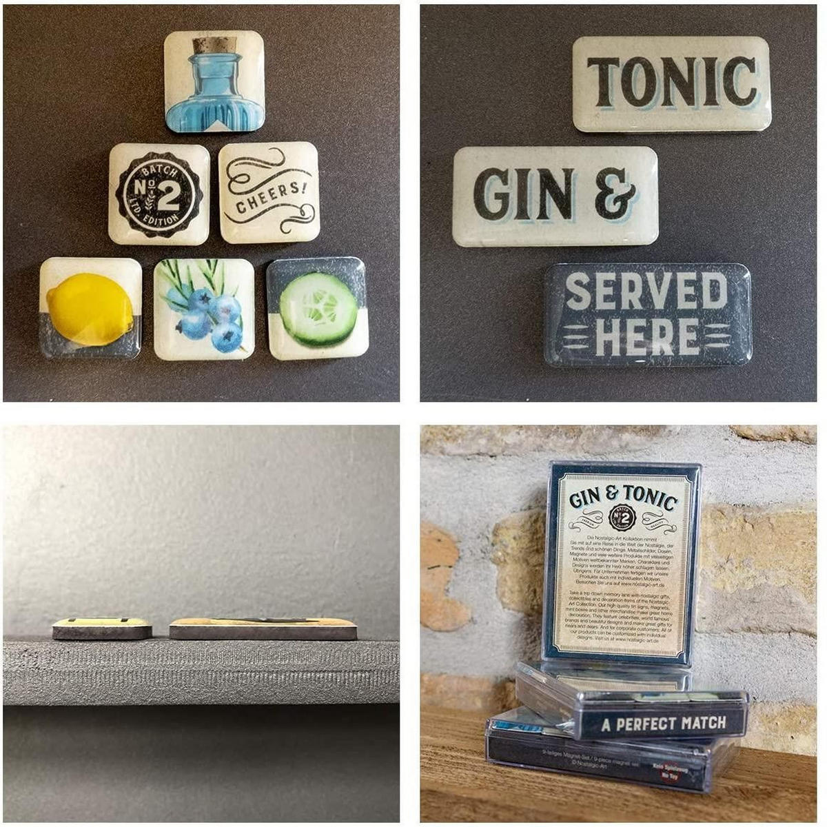 MAGNETSET 9-teilig Open Bar Gin & Tonic Served Here - Multicolor, Metall (9/7/2cm) - Nostalgic-Art