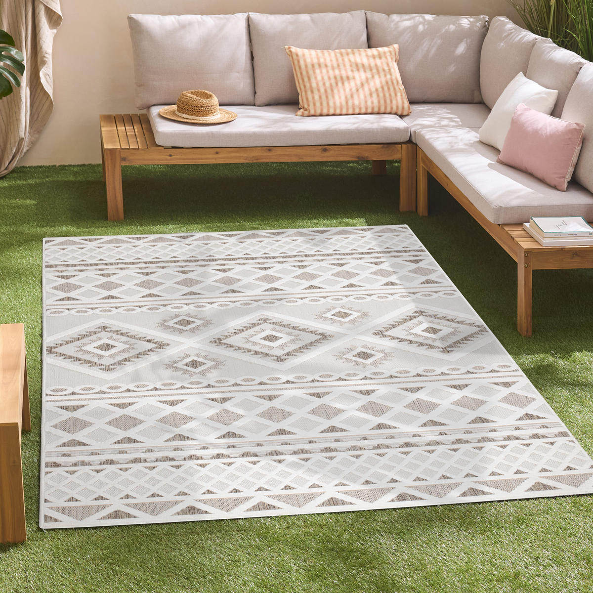 OUTDOOR-TEPPICH Santorini 435 Creme 200x290 cm - Creme, Textil (200/290cm) - carpet city