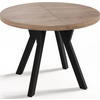 ESSTISCH Twixy runder ausziehbarer, Sonoma Eiche 90-170/90/76 cm - Schwarz/Sonoma Eiche, Holz/Holzwerkstoff (90/90/76cm) - WFL GROUP