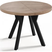 ESSTISCH Twixy runder ausziehbarer, Sonoma Eiche 90-170/90/76 cm - Schwarz/Sonoma Eiche, Holz/Holzwerkstoff (90/90/76cm) - WFL GROUP