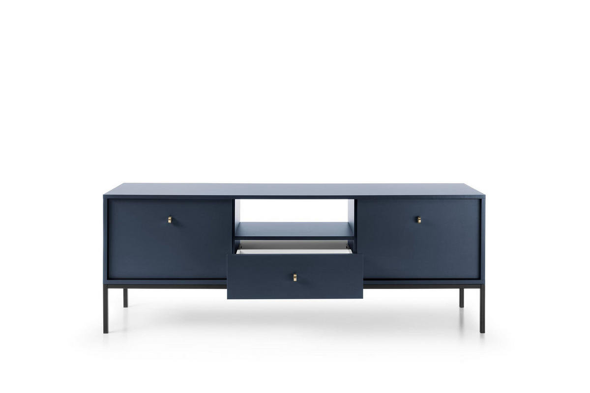TV-ELEMENTE Melody IV 154 Dunkelblau + Schwarz - Schwarz/Dunkelblau, Holzwerkstoff (154/56/39cm) - Möblo