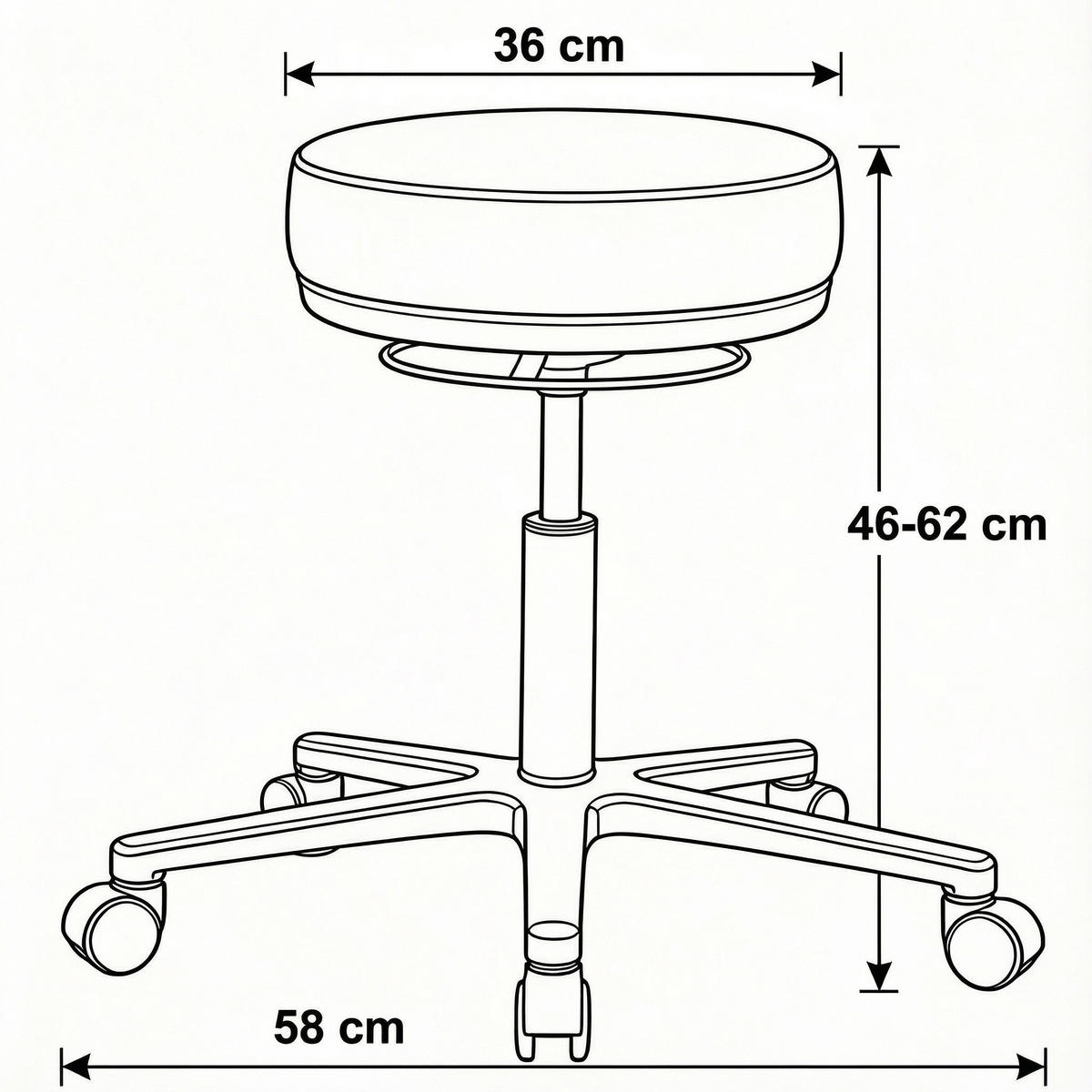 ARBEITSHOCKER Echtleder Weiß - höhenverstellbar, 150kg belastbar - Weiß, Leder/Metall (58/46/58cm) - Versee