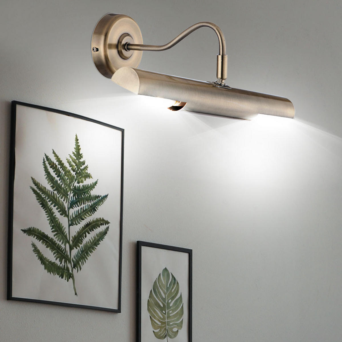 LED WANDELEUCHTE Picture Messing - Messingfarben, Metall (36.5/21/36cm) - Globo Lighting