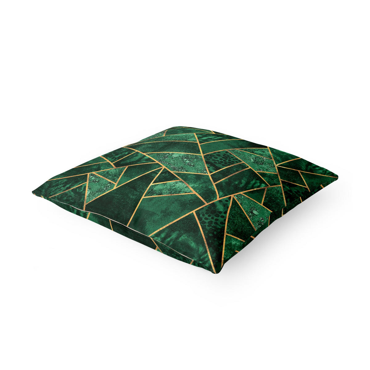 DEKOKISSEN Dunkler Smaragd mit Gold 40/40 cm - Grün, Textil (40/40/10cm) - Bilderwelten