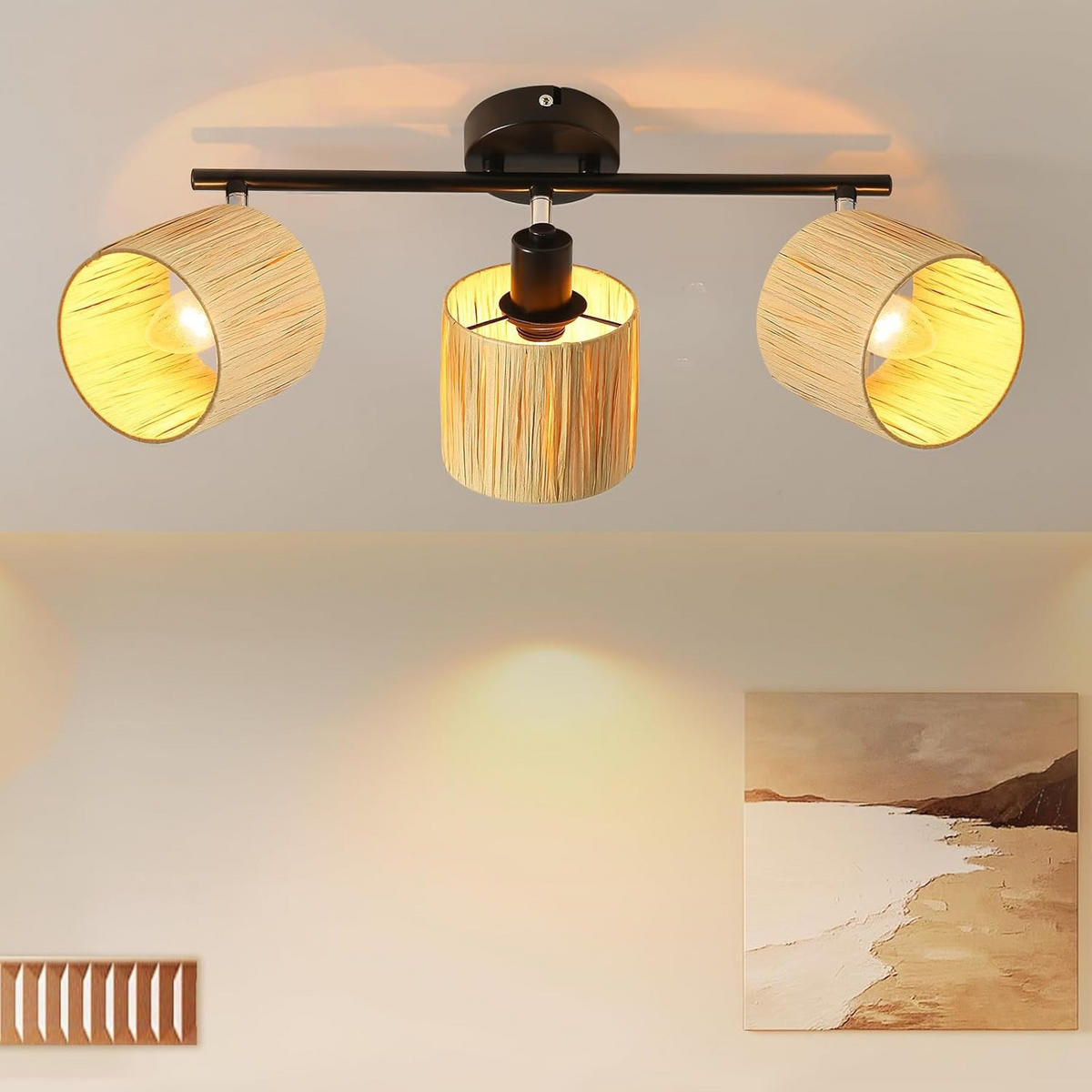 DECKENSTRAHLER Flammhafen 17.5/16.5/45 cm - Schwarz, Metall (45/17.5/16.5cm) - ZMH