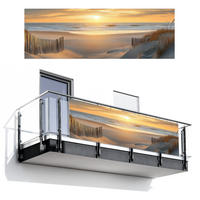 BALKON-SICHTSCHUTZ Strand - Dünen - Sonnenuntergang 300x100 cm - Sandfarben, Kunststoff (300/100cm) - MuchoWow