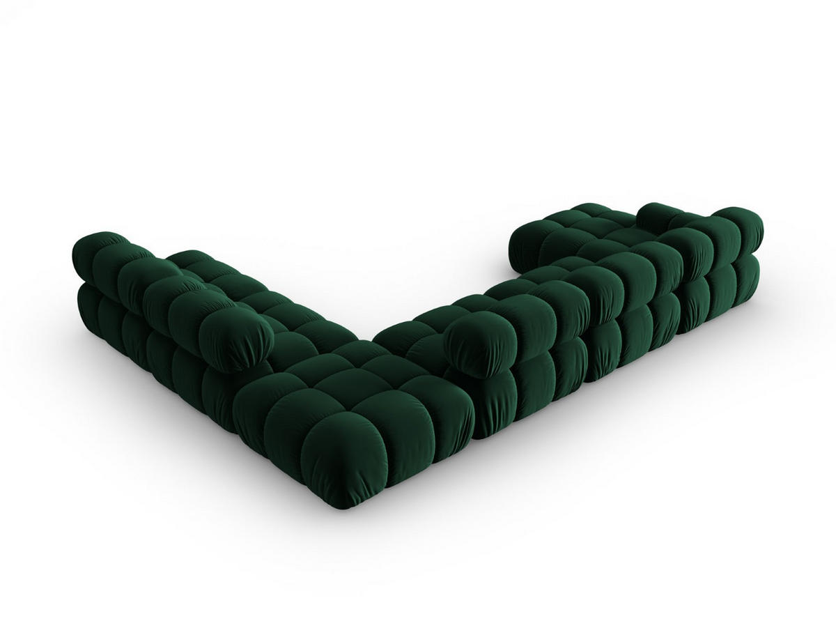 MODULARES-PANORAMASOFA rechts Bellis aus Samt flaschengrün 7 Sitzplätze - Grün, Textil (282/63/379cm) - Micadoni